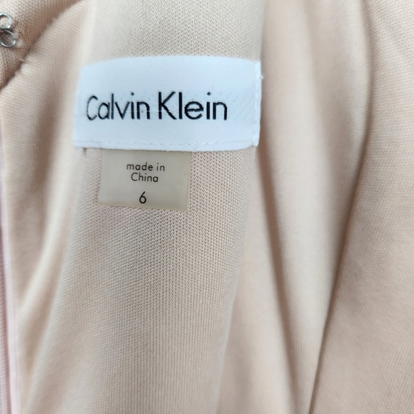 Calvin Klein Light Petal Pink Bridesmaid Formal Lace A-Line Dress Women's Size 6 - Picture 12 of 15